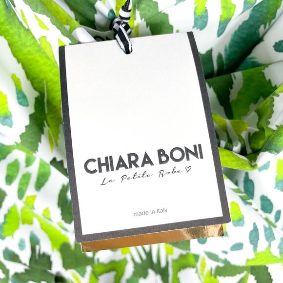 Chiara Boni‎ Chaz Dress Green White Print Sheath One Shoulder Peplum Sz 4 - Picture 8 of 11